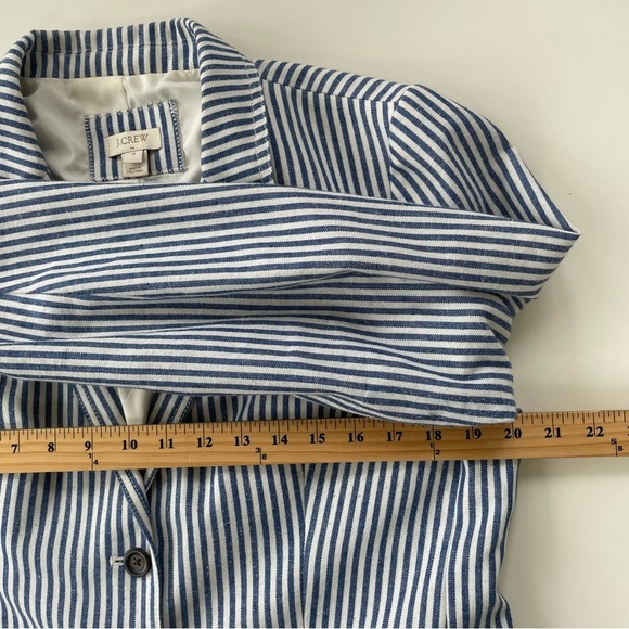 J.Crew Factory Women's Preppy Blue Ivory Stripe Striped Blazer Size 14 - Picture 7 of 8